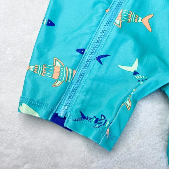 Carter's One Piece Rashguard Swimsuit | Baby Boys | 18 months | Sharks | Blue - Picture 5 of 9